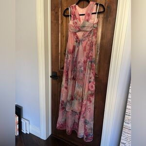 Alfred Angelo vintage pink floral maxi dress
